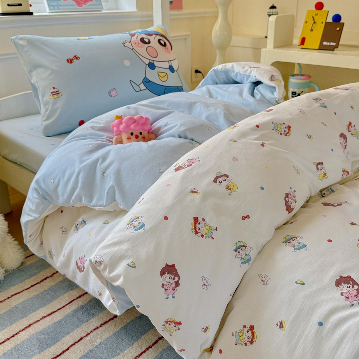 91家纺网 家纺一手货源 找家纺 海岛哥哥 2025新款软柔棉105g大版双面印花宿舍学生三件套上下铺三件套 小新的好友