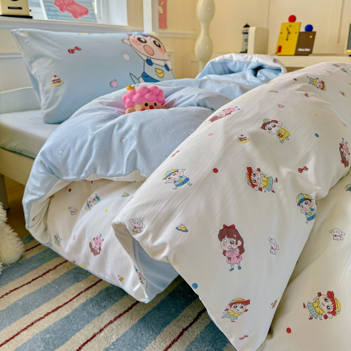 91家纺网 家纺一手货源 找家纺 海岛哥哥 2025新款软柔棉105g大版双面印花宿舍学生三件套上下铺三件套 小新的好友