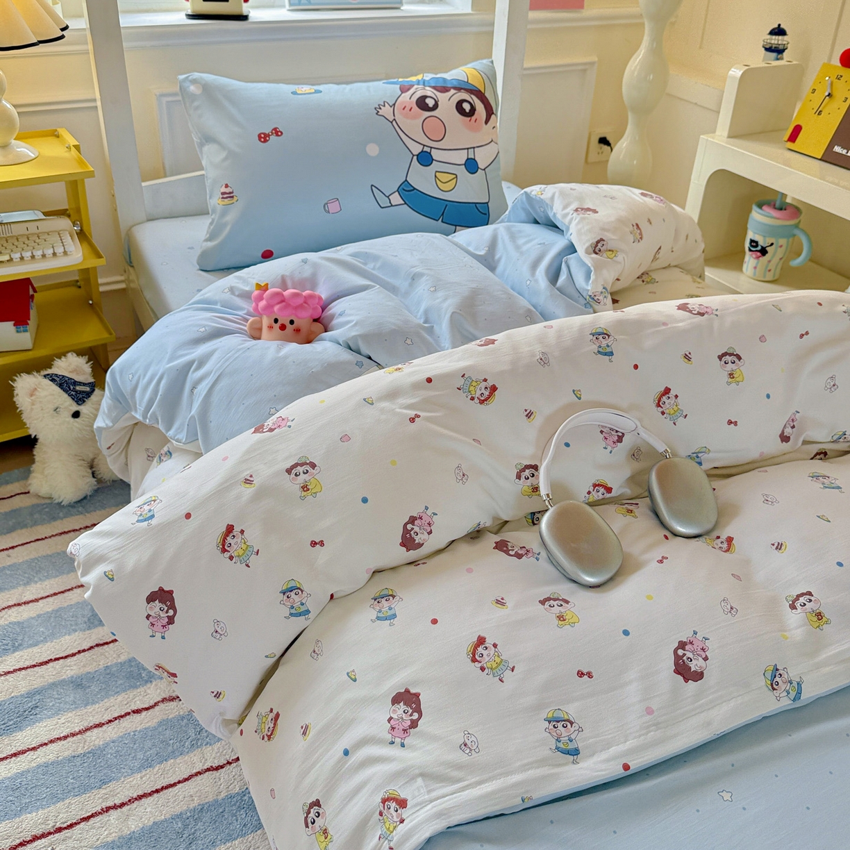 91家纺网 家纺一手货源 找家纺 海岛哥哥 2025新款软柔棉105g大版双面印花宿舍学生三件套上下铺三件套 小新的好友