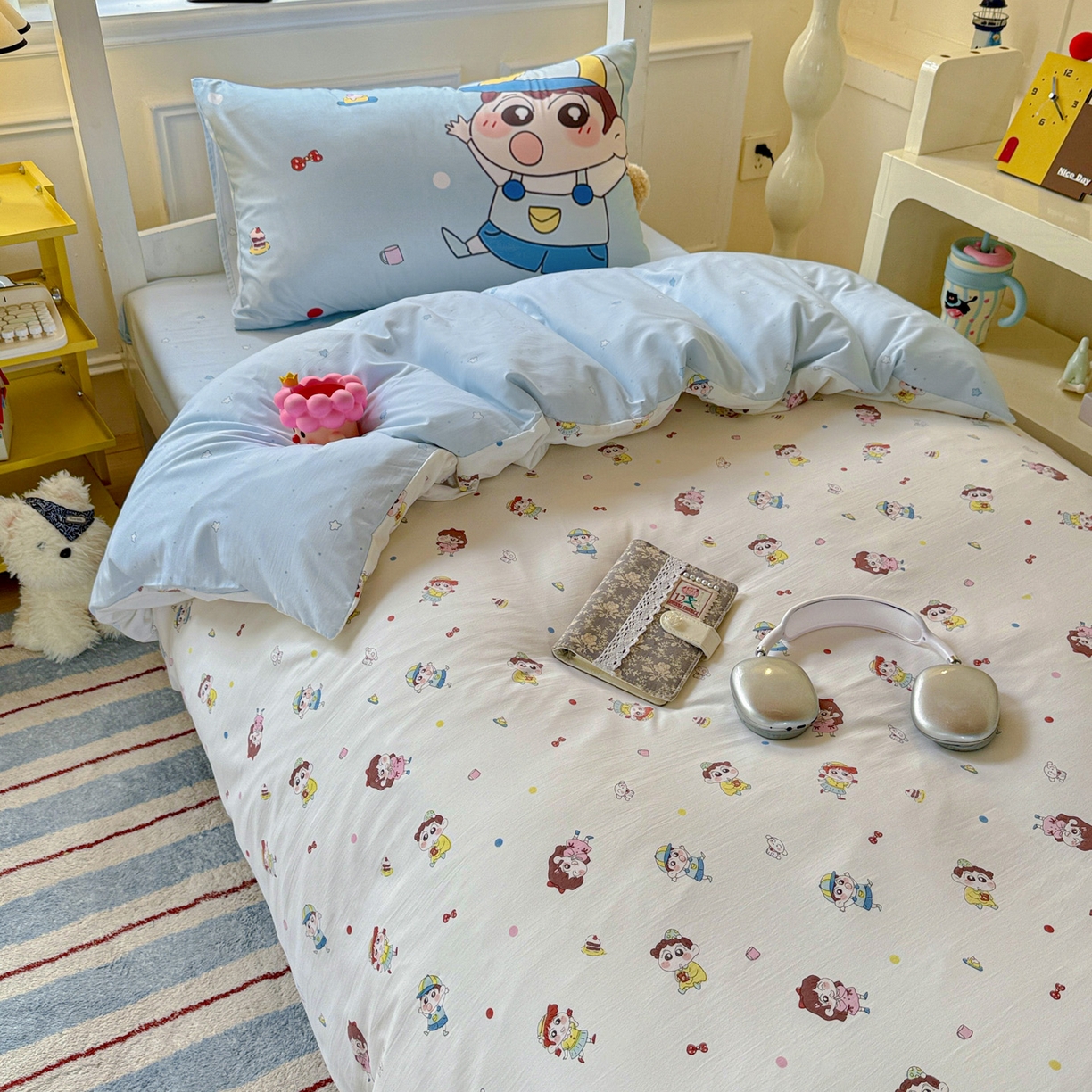 91家纺网 家纺一手货源 找家纺 海岛哥哥 2025新款软柔棉105g大版双面印花宿舍学生三件套上下铺三件套 小新的好友