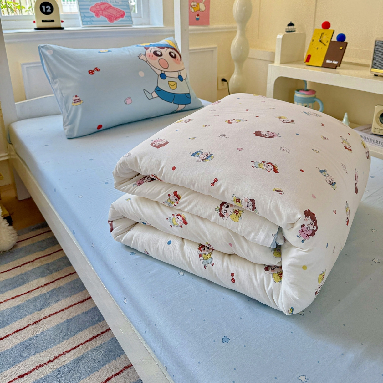 91家纺网 家纺一手货源 找家纺 海岛哥哥 2025新款软柔棉105g大版双面印花宿舍学生三件套上下铺三件套 小新的好友