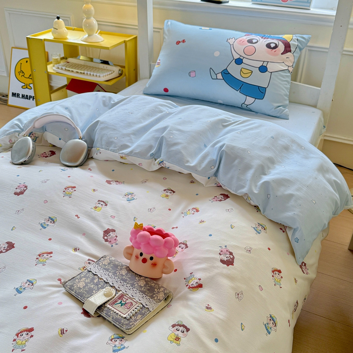 91家纺网 家纺一手货源 找家纺 海岛哥哥 2025新款软柔棉105g大版双面印花宿舍学生三件套上下铺三件套 小新的好友