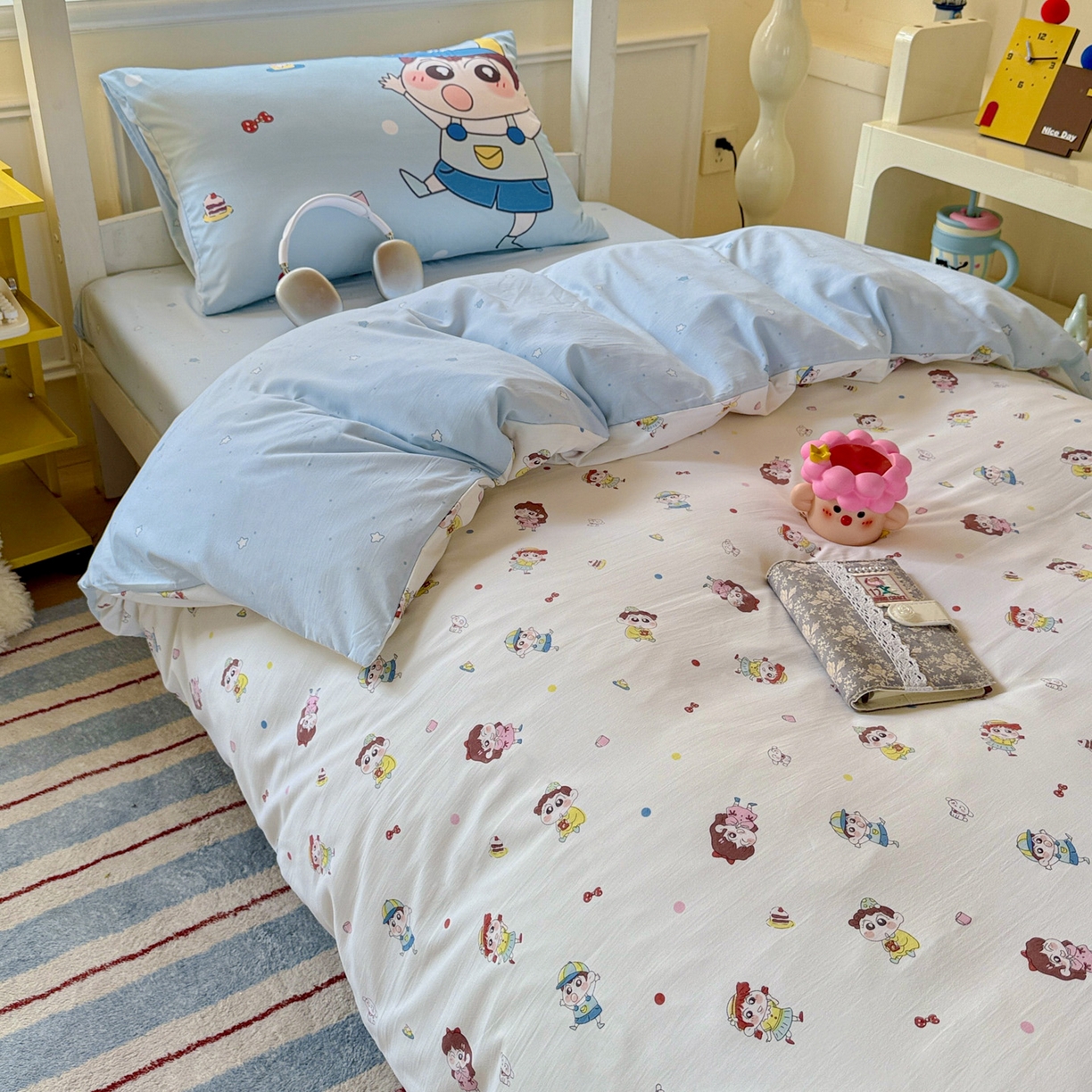 91家纺网 家纺一手货源 找家纺 海岛哥哥 2025新款软柔棉105g大版双面印花宿舍学生三件套上下铺三件套 小新的好友