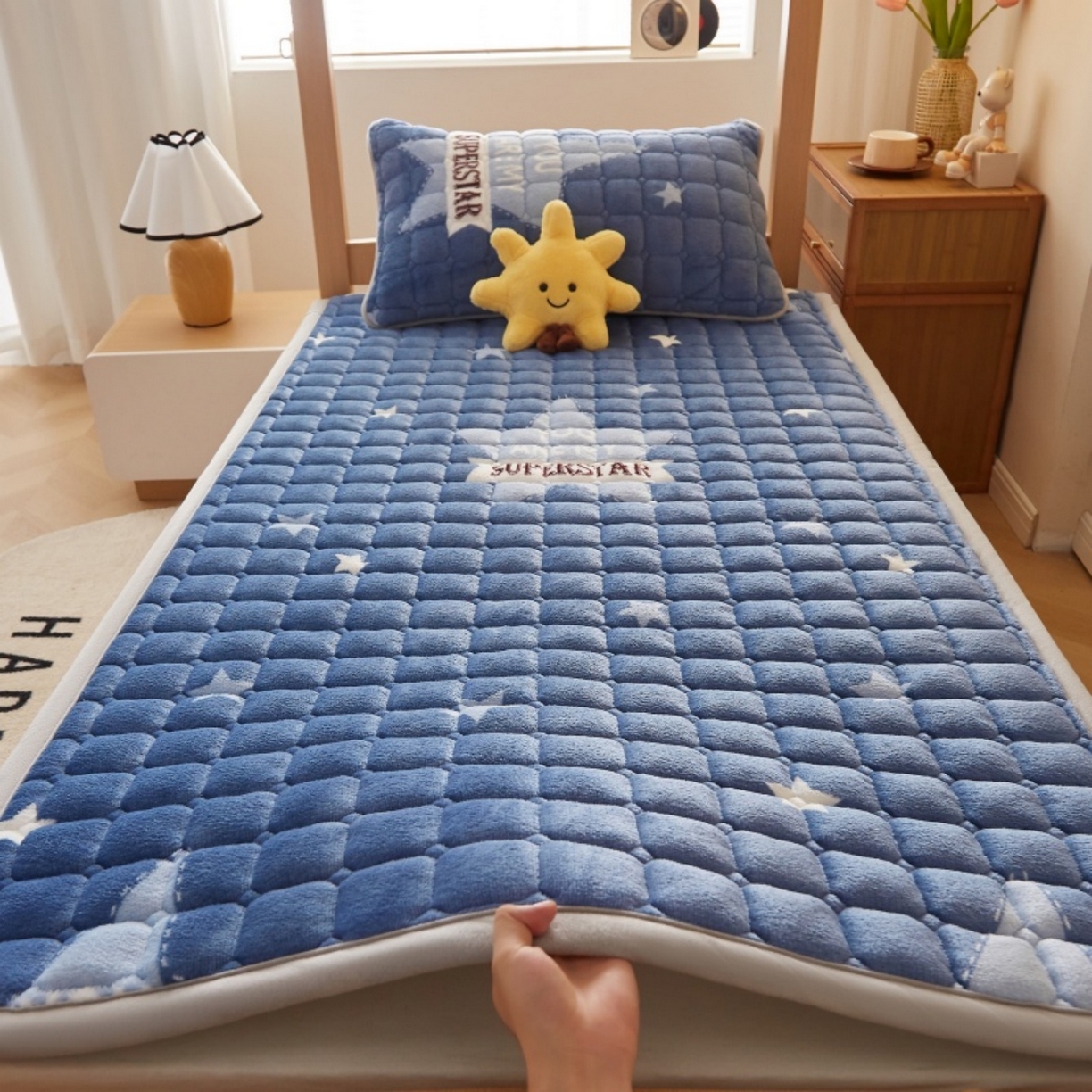 91家纺网 家纺一手货源 找家纺 （总）奇丝雅 2025新款A类牛奶绒床褥床垫家用学生宿舍上下铺寝室软垫床护垫夹棉褥子-学生床垫