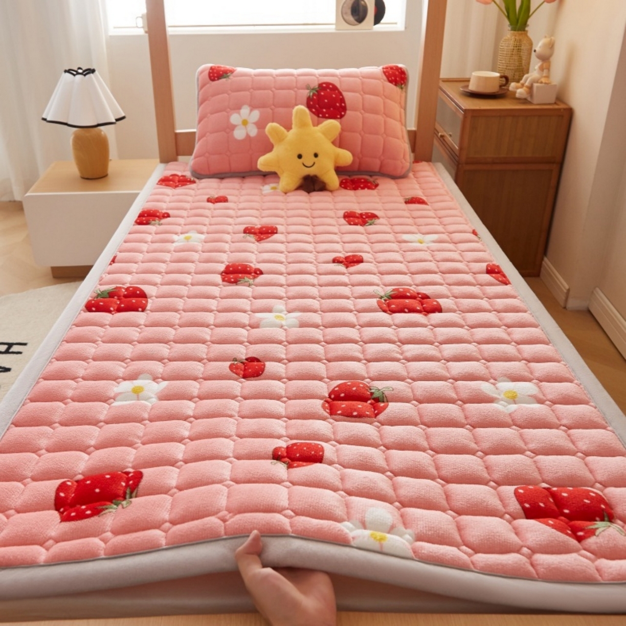 91家纺网 家纺一手货源 找家纺 （总）奇丝雅 2025新款A类牛奶绒床褥床垫家用学生宿舍上下铺寝室软垫床护垫夹棉褥子-学生床垫