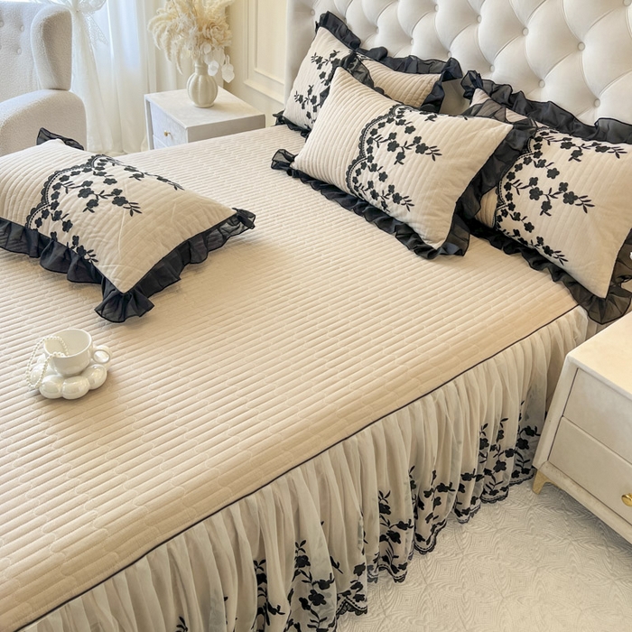 91家纺网 家纺一手货源 找家纺 恋尚 2025春夏新款香云纱床裙单床裙床裙单件-赫本妮娅 赫本妮娅-米驼