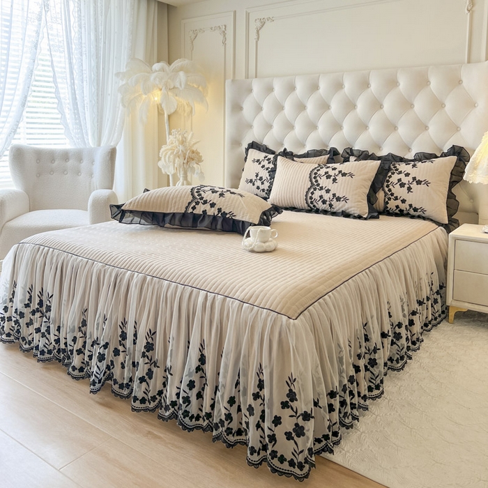 91家纺网 家纺一手货源 找家纺 恋尚 2025春夏新款香云纱床裙单床裙床裙单件-赫本妮娅 赫本妮娅-米驼