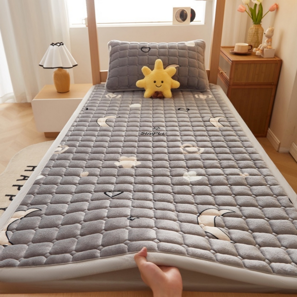 91家纺网 家纺一手货源 找家纺 （总）奇丝雅 2025新款A类牛奶绒床褥床垫家用学生宿舍上下铺寝室软垫床护垫夹棉褥子-学生床垫