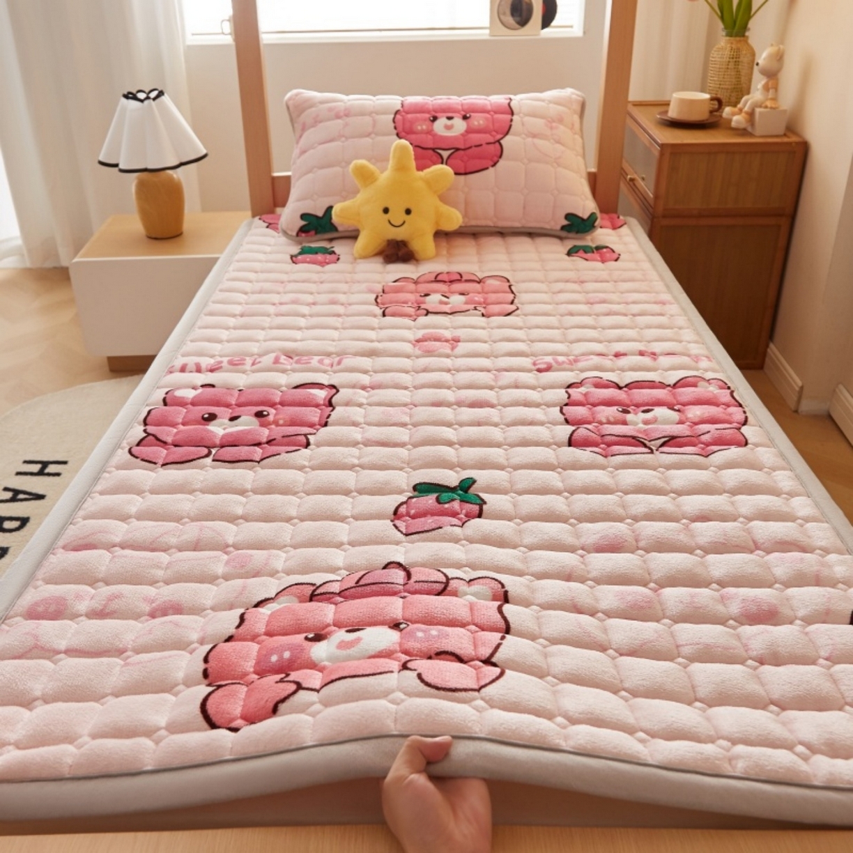 91家纺网 家纺一手货源 找家纺 （总）奇丝雅 2025新款A类牛奶绒床褥床垫家用学生宿舍上下铺寝室软垫床护垫夹棉褥子-学生床垫