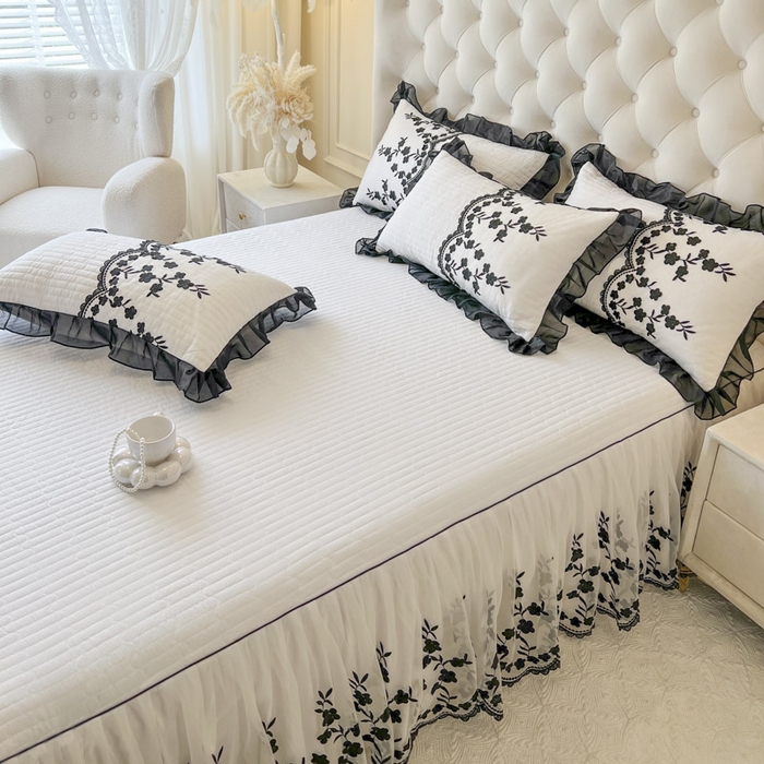 91家纺网 家纺一手货源 找家纺 恋尚 2025春夏新款香云纱床裙单床裙床裙单件-赫本妮娅 赫本妮娅-奶白