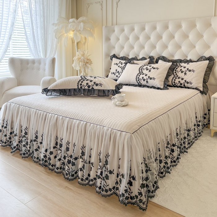 91家纺网 家纺一手货源 找家纺 恋尚 2025春夏新款香云纱床裙单床裙床裙单件-赫本妮娅 赫本妮娅-奶咖