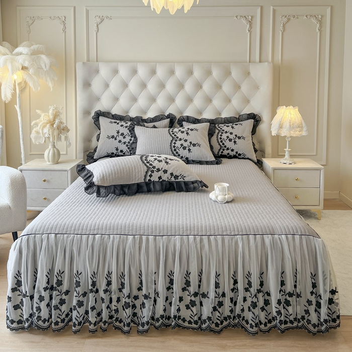 恋尚 2025春夏新款香云纱床裙单床裙床裙单件-赫本妮娅 赫本妮娅-浅灰