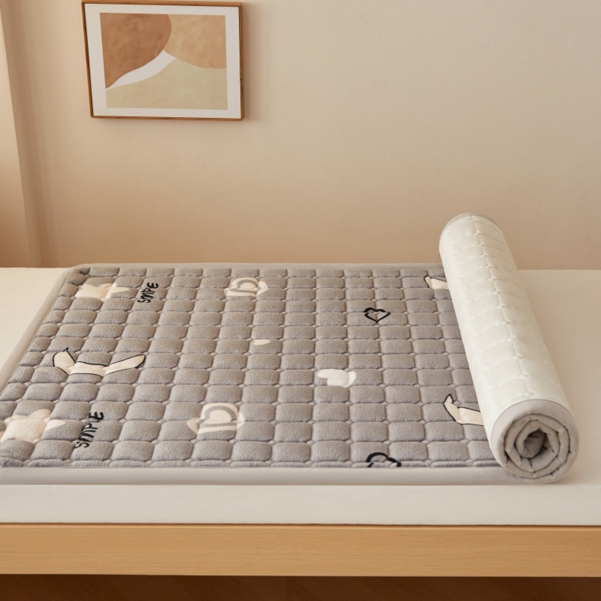 91家纺网 家纺一手货源 找家纺 奇丝雅 2025新款A类牛奶绒床褥床垫家用学生宿舍上下铺寝室软垫床护垫夹棉褥子-学生床垫 满天星