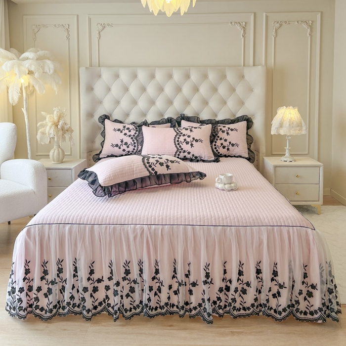 恋尚 2025春夏新款香云纱床裙单床裙床裙单件-赫本妮娅 赫本妮娅-少女粉