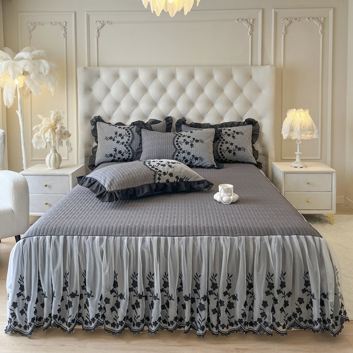 恋尚 2025春夏新款香云纱床裙单床裙床裙单件-赫本妮娅 赫本妮娅-深灰