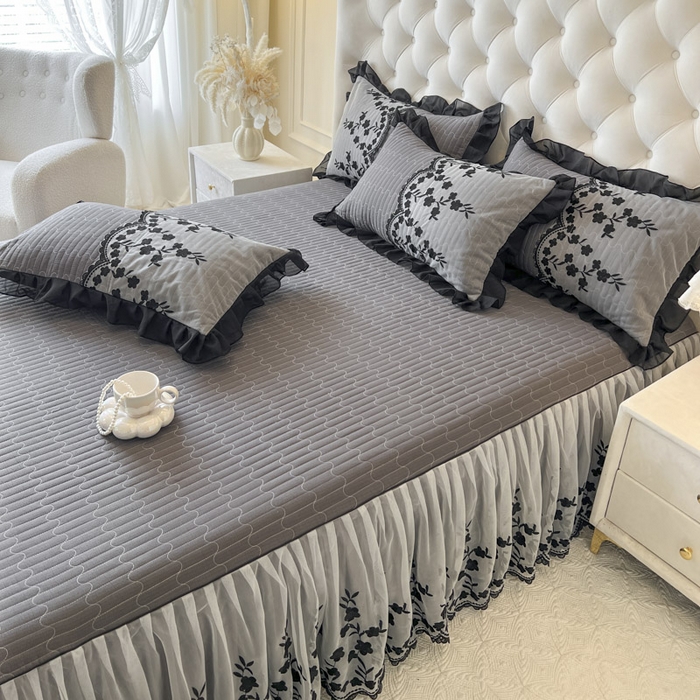 91家纺网 家纺一手货源 找家纺 恋尚 2025春夏新款香云纱床裙单床裙床裙单件-赫本妮娅 赫本妮娅-深灰