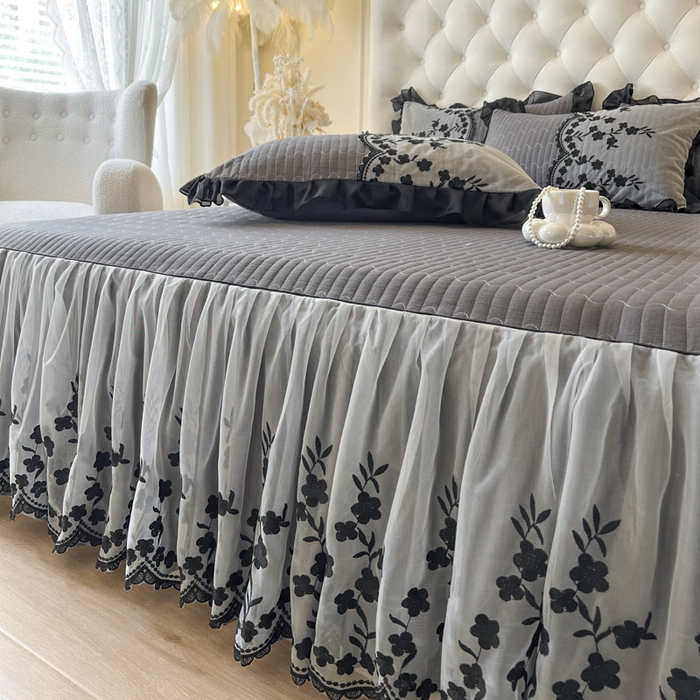 91家纺网 家纺一手货源 找家纺 恋尚 2025春夏新款香云纱床裙单床裙床裙单件-赫本妮娅 赫本妮娅-深灰