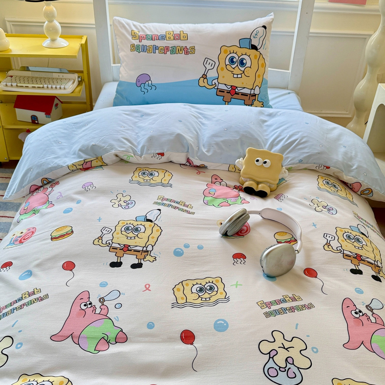 91家纺网 家纺一手货源 找家纺 海岛哥哥 2025新款软柔棉105g大版双面印花宿舍学生三件套上下铺三件套 海绵小宝