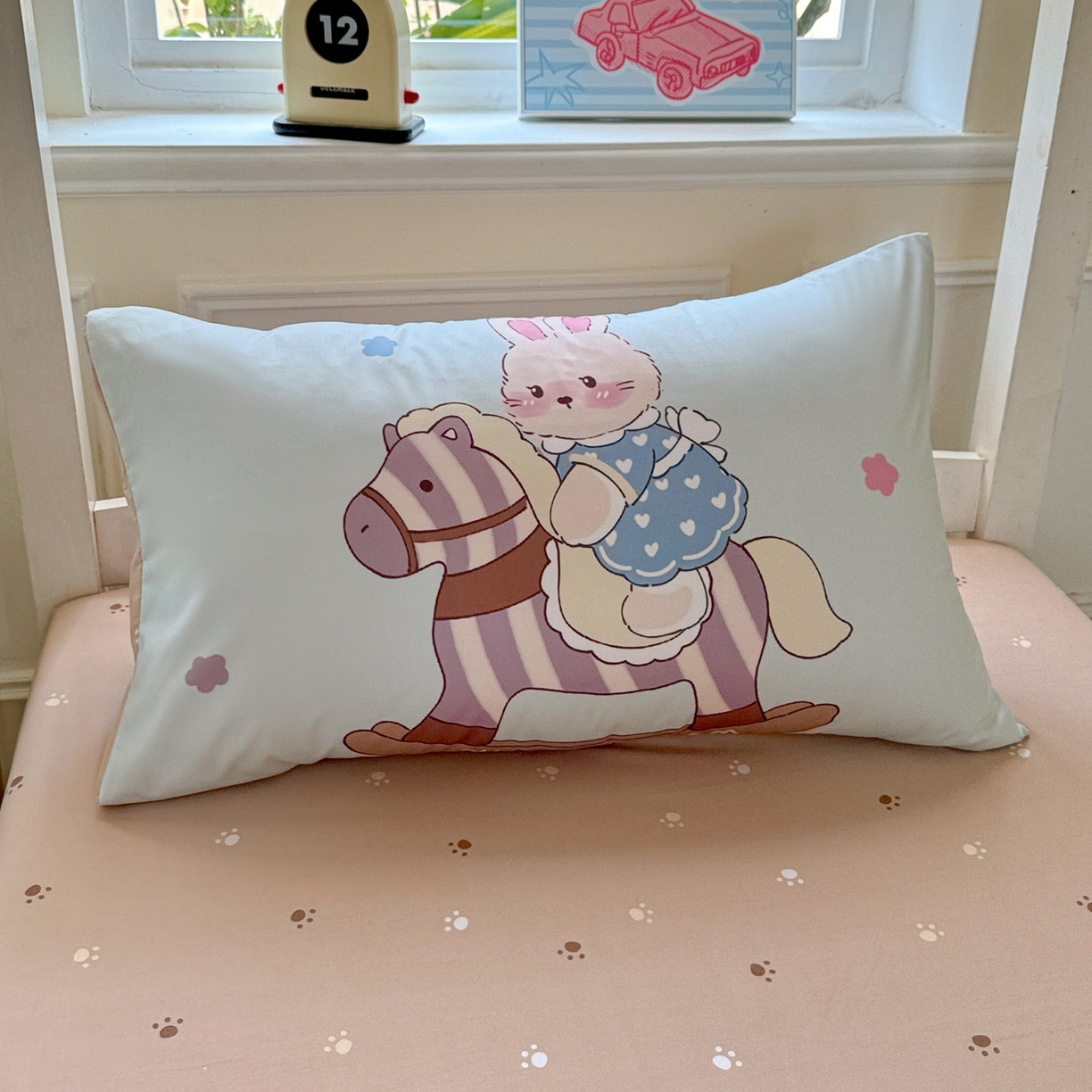 91家纺网 家纺一手货源 找家纺 海岛哥哥 2025新款软柔棉105g大版双面印花宿舍学生三件套上下铺三件套 可可小兔