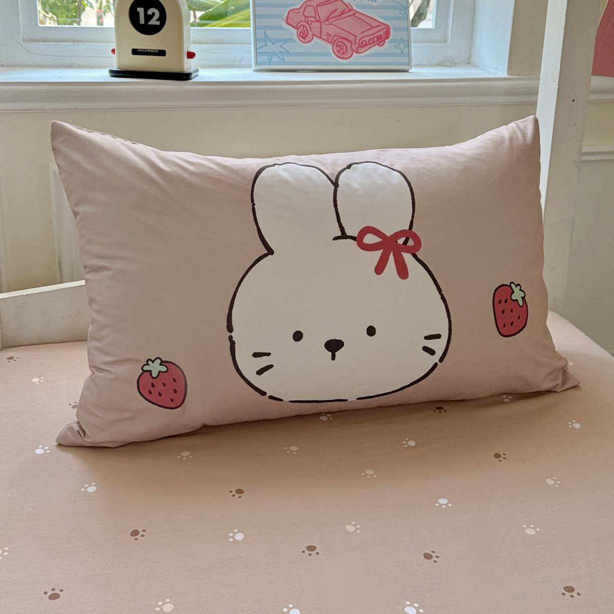 91家纺网 家纺一手货源 找家纺 海岛哥哥 2025新款软柔棉105g大版双面印花宿舍学生三件套上下铺三件套 莓果兔