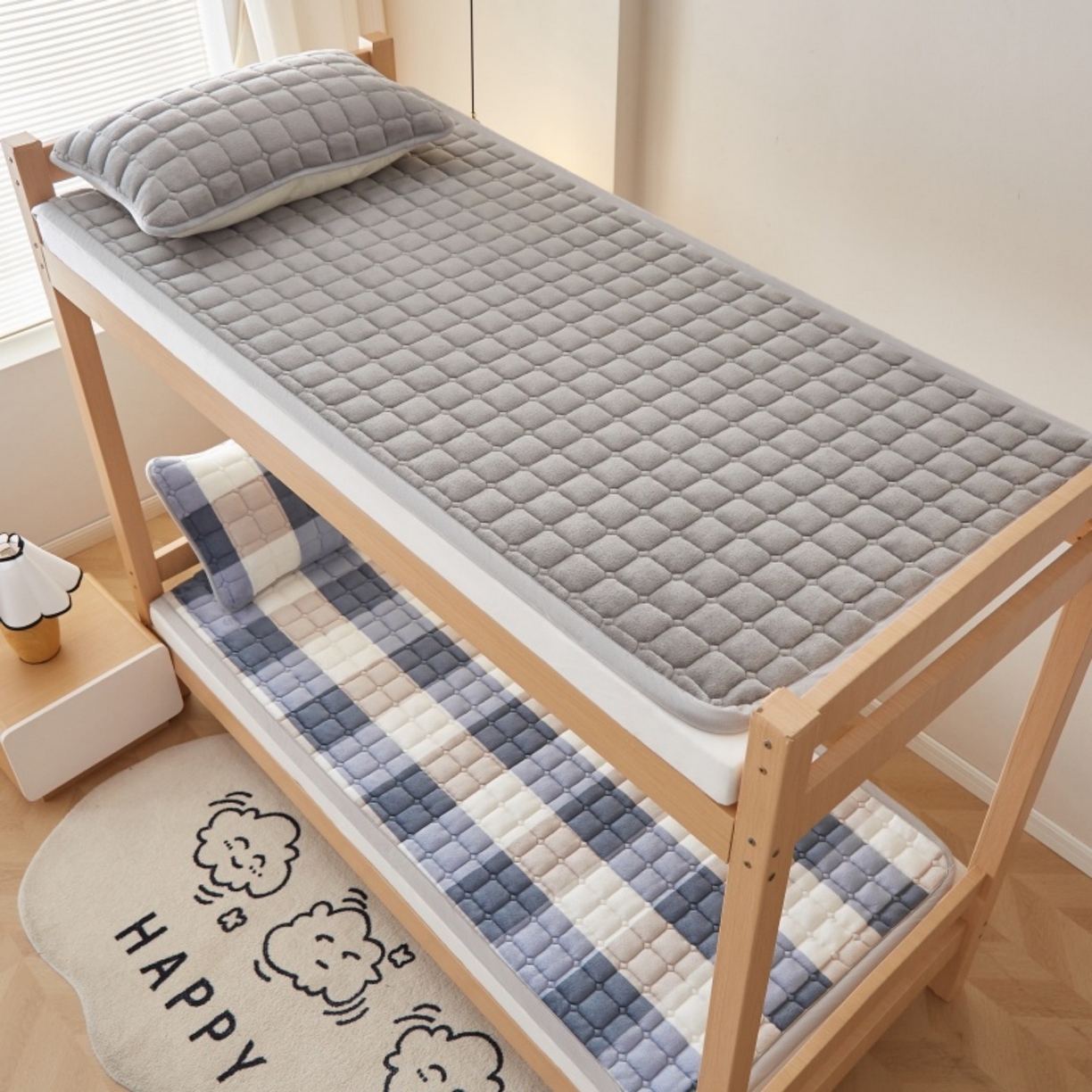 91家纺网 家纺一手货源 找家纺 奇丝雅 2025新款A类牛奶绒床褥床垫家用学生宿舍上下铺寝室软垫床护垫夹棉褥子-学生床垫 高级灰