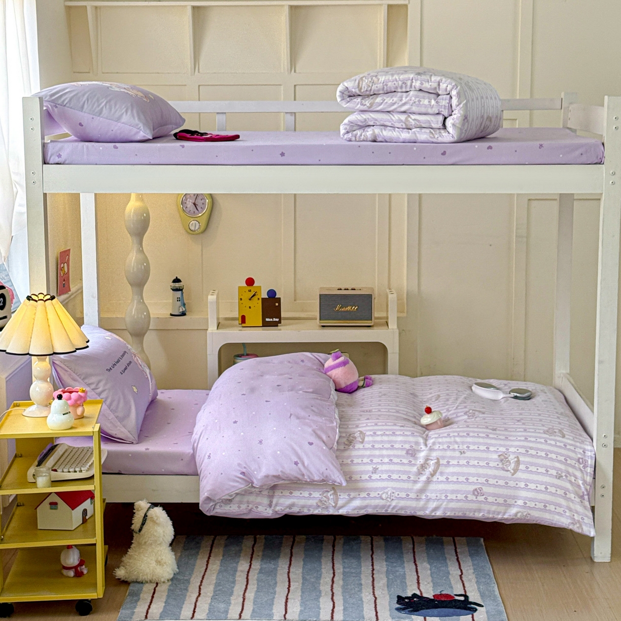 91家纺网 家纺一手货源 找家纺 海岛哥哥 2025新款软柔棉105g大版双面印花宿舍学生三件套上下铺三件套 梦幻乐园