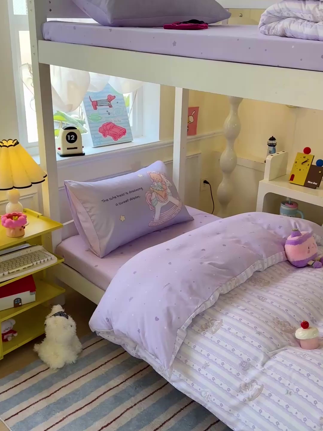 91家纺网 家纺一手货源 找家纺 海岛哥哥 2025新款软柔棉105g大版双面印花宿舍学生三件套上下铺三件套 梦幻乐园