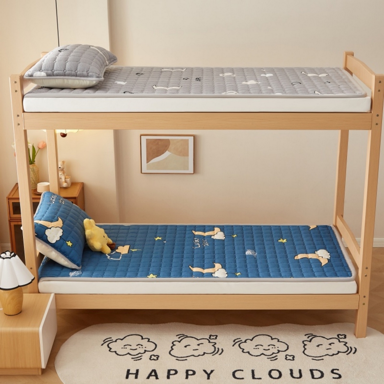 91家纺网 家纺一手货源 找家纺 奇丝雅 2025新款A类牛奶绒床褥床垫家用学生宿舍上下铺寝室软垫床护垫夹棉褥子-学生床垫 晚安