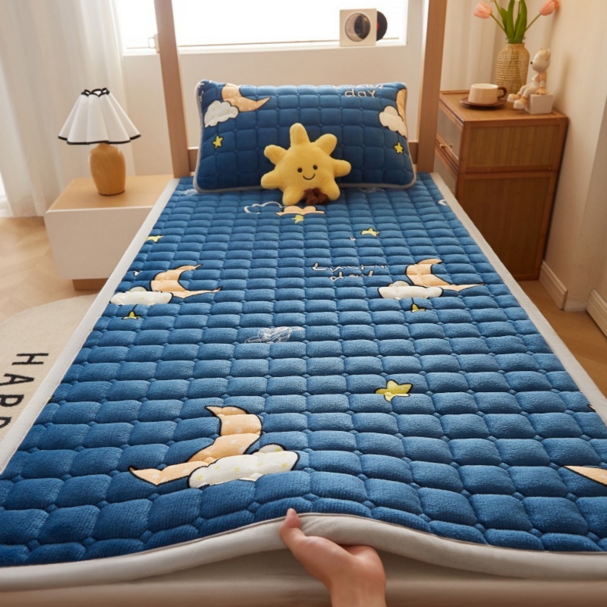 奇丝雅 2025新款A类牛奶绒床褥床垫家用学生宿舍上下铺寝室软垫床护垫夹棉褥子-学生床垫 晚安