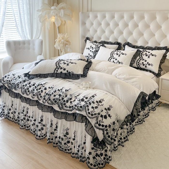 91家纺网 家纺一手货源 找家纺 （总）恋尚 2025新款香云纱床裙四件套-赫本妮娅