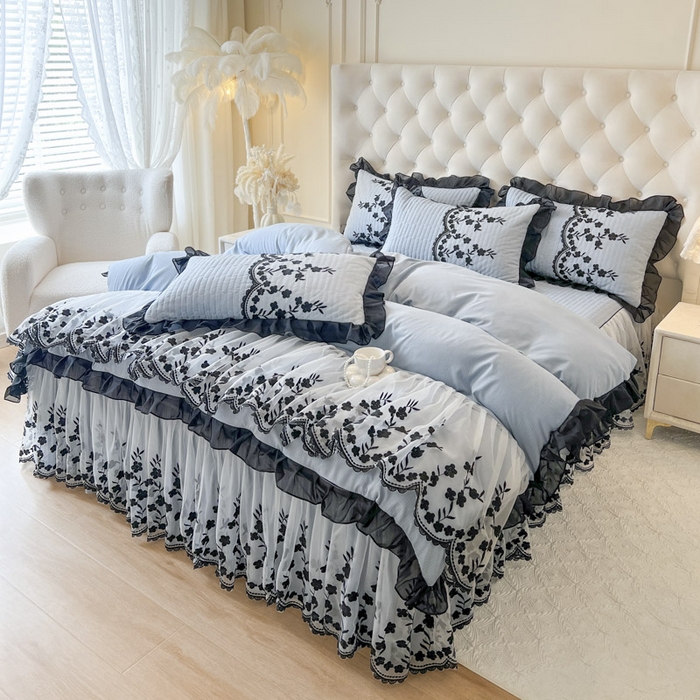 91家纺网 家纺一手货源 找家纺 （总）恋尚 2025新款香云纱床裙四件套-赫本妮娅