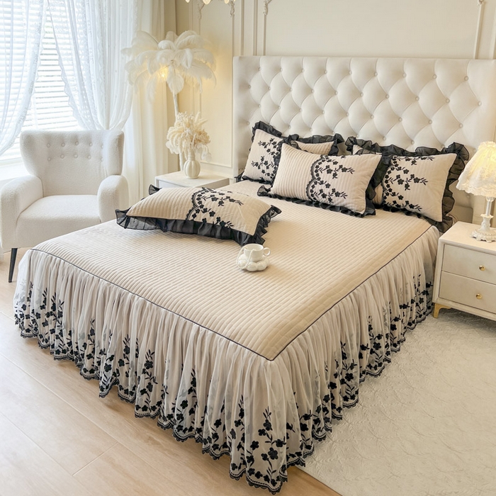 91家纺网 家纺一手货源 找家纺 恋尚 2025新款香云纱床裙四件套-赫本妮娅 赫本妮娅-米驼