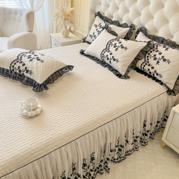 91家纺网 家纺一手货源 找家纺 恋尚 2025新款香云纱床裙四件套-赫本妮娅 赫本妮娅-奶咖