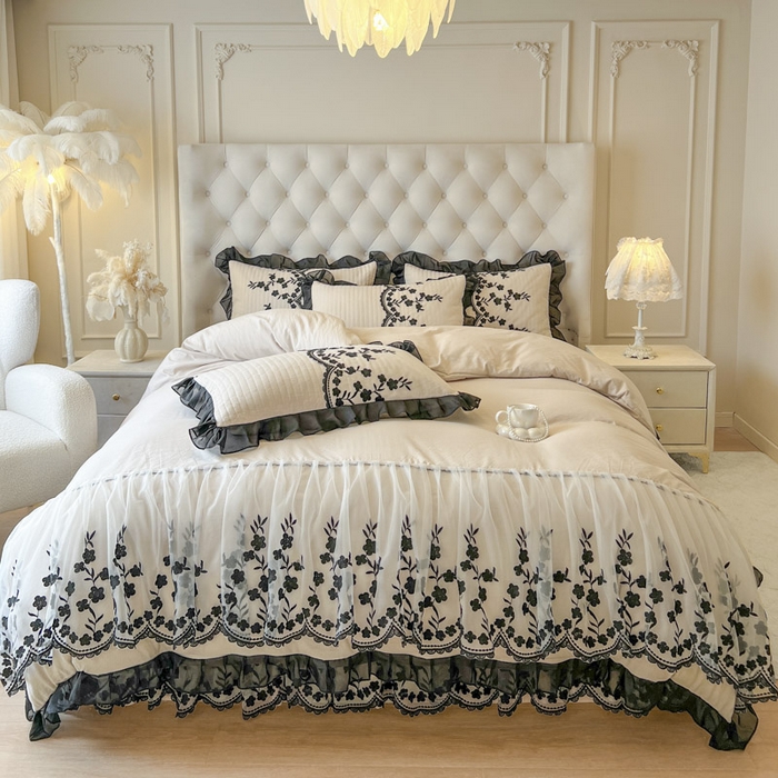 91家纺网 家纺一手货源 找家纺 恋尚 2025新款香云纱床裙四件套-赫本妮娅 赫本妮娅-奶咖