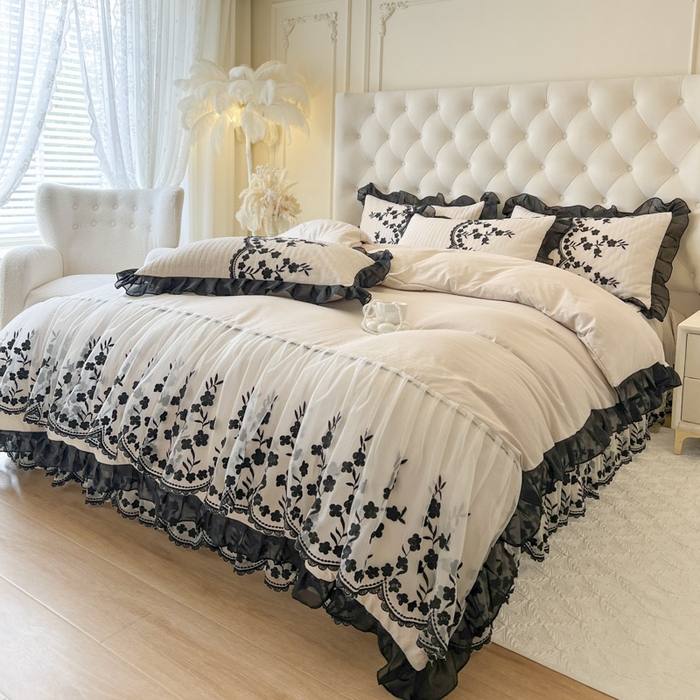 91家纺网 家纺一手货源 找家纺 恋尚 2025新款香云纱床裙四件套-赫本妮娅 赫本妮娅-奶咖