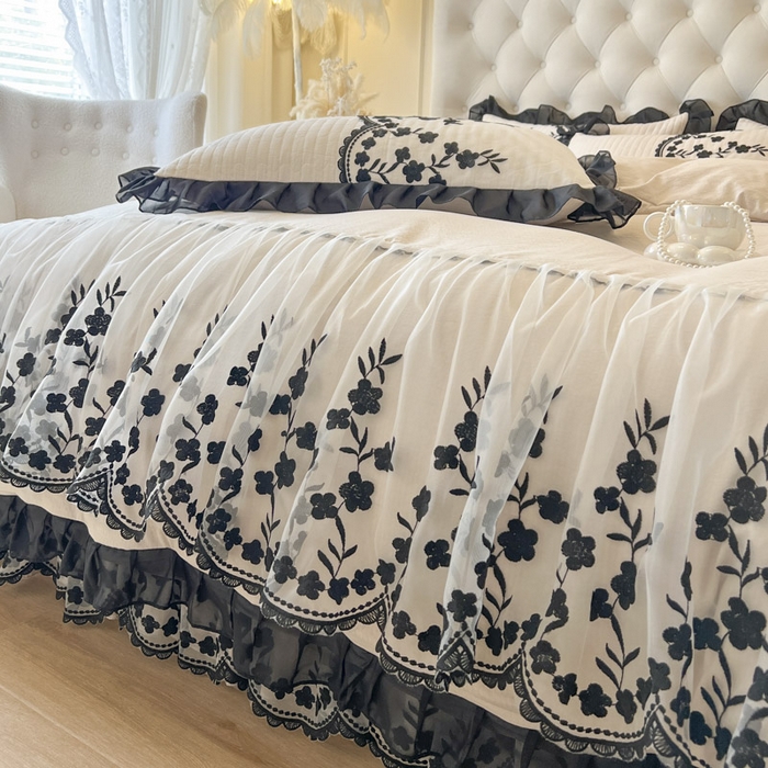 91家纺网 家纺一手货源 找家纺 恋尚 2025新款香云纱床裙四件套-赫本妮娅 赫本妮娅-奶咖