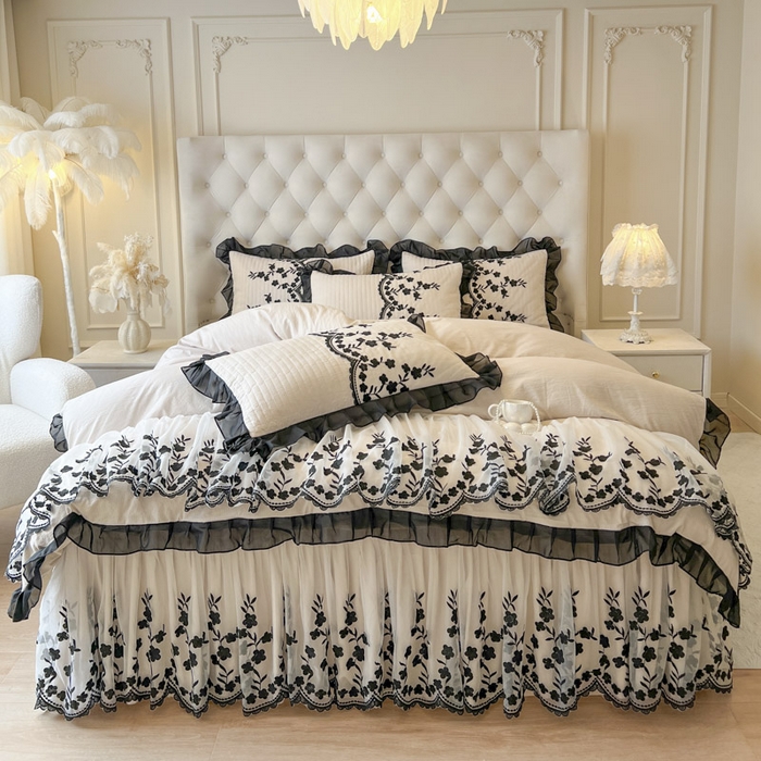 91家纺网 家纺一手货源 找家纺 恋尚 2025新款香云纱床裙四件套-赫本妮娅 赫本妮娅-奶咖