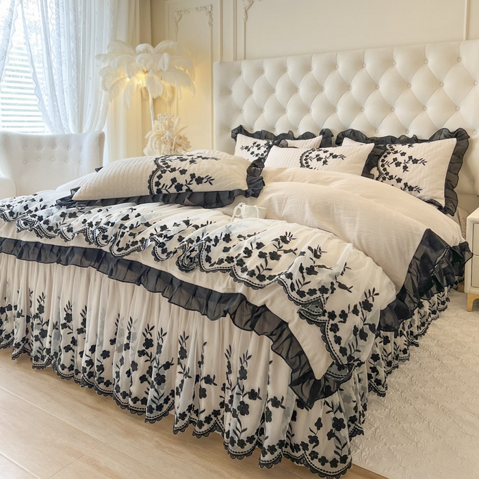 91家纺网 家纺一手货源 找家纺 恋尚 2025新款香云纱床裙四件套-赫本妮娅 赫本妮娅-奶咖