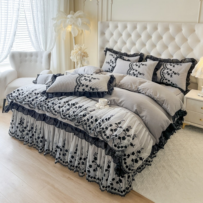 恋尚 2025新款香云纱床裙四件套-赫本妮娅 赫本妮娅-浅灰