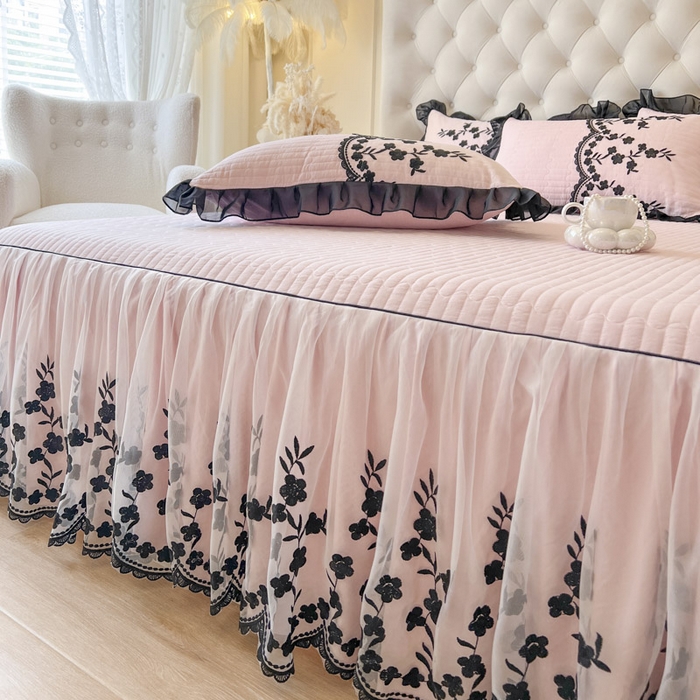 91家纺网 家纺一手货源 找家纺 恋尚 2025新款香云纱床裙四件套-赫本妮娅 赫本妮娅-少女粉