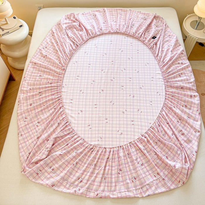 91家纺网 家纺一手货源 找家纺 卡姿家纺 2025秋冬ins小清新印花 — 床笠三件套 甜甜猫