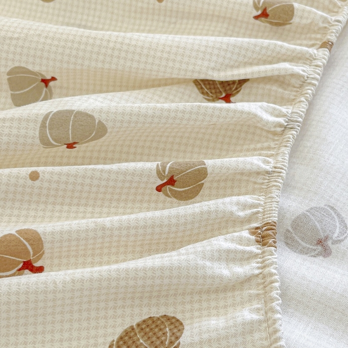 91家纺网 家纺一手货源 找家纺 卡姿家纺 2025秋冬ins小清新印花 — 床笠三件套 小狗南瓜