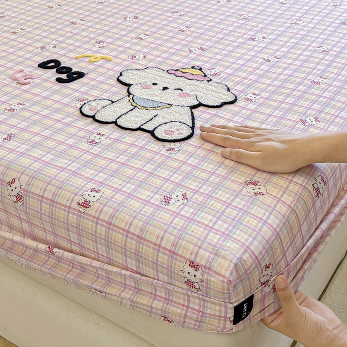 91家纺网 家纺一手货源 找家纺 卡姿家纺 2025秋冬ins小清新印花 — 床笠三件套 甜甜猫