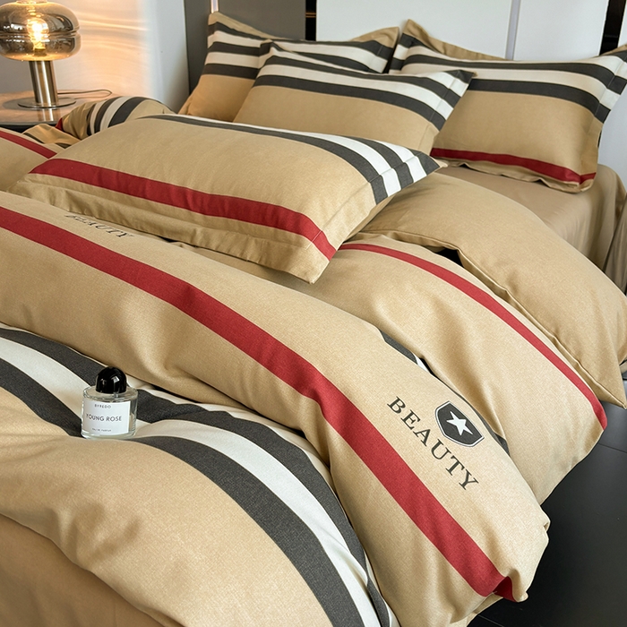 91家纺网 家纺一手货源 找家纺 慕木家纺 2025新款A类高端无印风卡通高克重170克阳光暖绒四件套系列 极简格调-黄