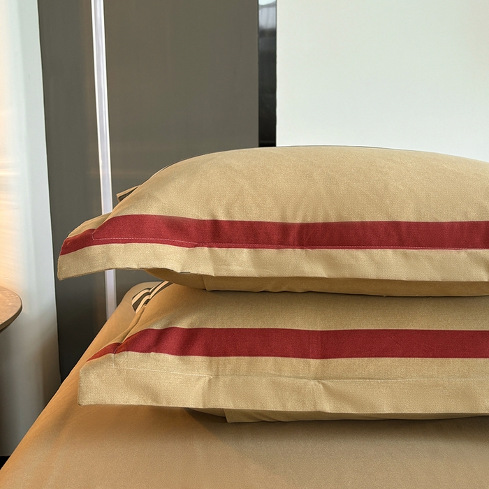 91家纺网 家纺一手货源 找家纺 慕木家纺 2025新款A类高端无印风卡通高克重170克阳光暖绒四件套系列 极简格调-黄