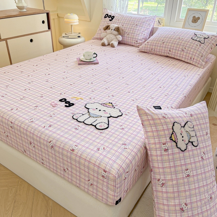 卡姿家纺 2025秋冬ins小清新印花 — 床笠三件套 甜甜猫