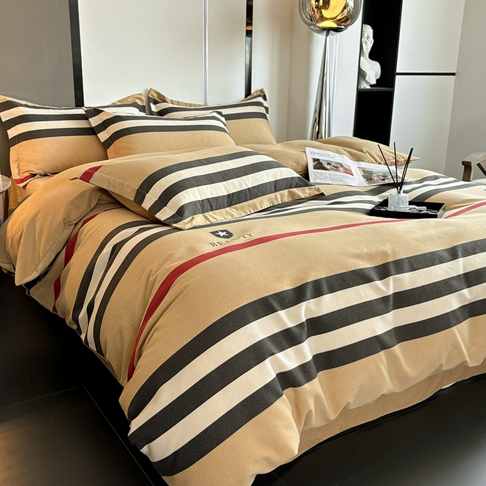 91家纺网 家纺一手货源 找家纺 慕木家纺 2025新款A类高端无印风卡通高克重170克阳光暖绒四件套系列 极简格调-黄