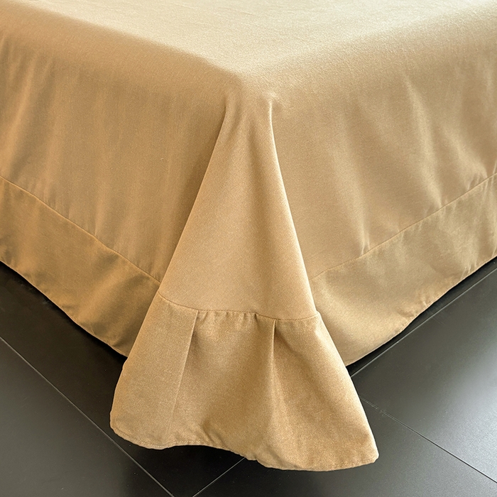 91家纺网 家纺一手货源 找家纺 慕木家纺 2025新款A类高端无印风卡通高克重170克阳光暖绒四件套系列 极简格调-黄