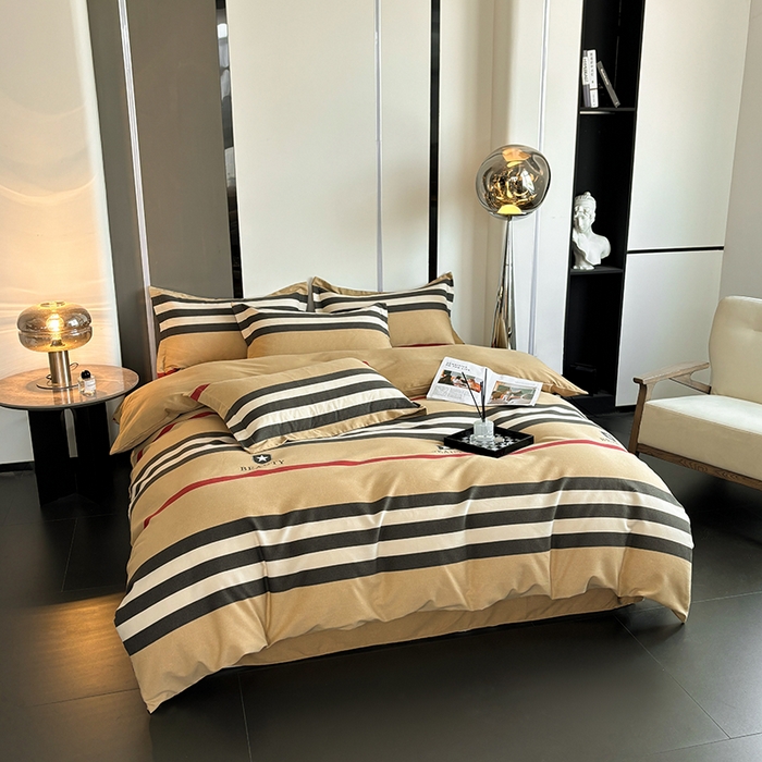 91家纺网 家纺一手货源 找家纺 慕木家纺 2025新款A类高端无印风卡通高克重170克阳光暖绒四件套系列 极简格调-黄