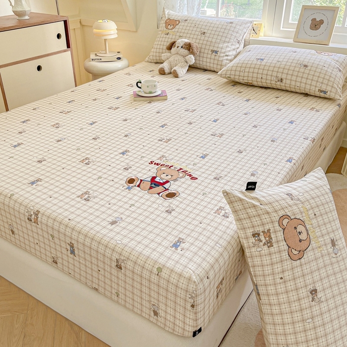 卡姿家纺 2025秋冬ins小清新印花 — 床笠三件套 英伦小熊